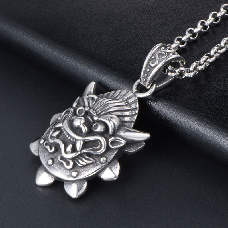 Titanium Steel Dragon Head Pendant Necklace for Men – Bold Fashion Statement Jewelry