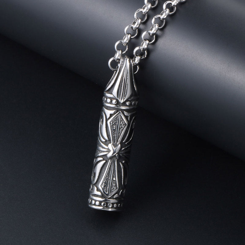 Wholesale Retro Cross Flower Men's Titanium Steel Pendant Necklace