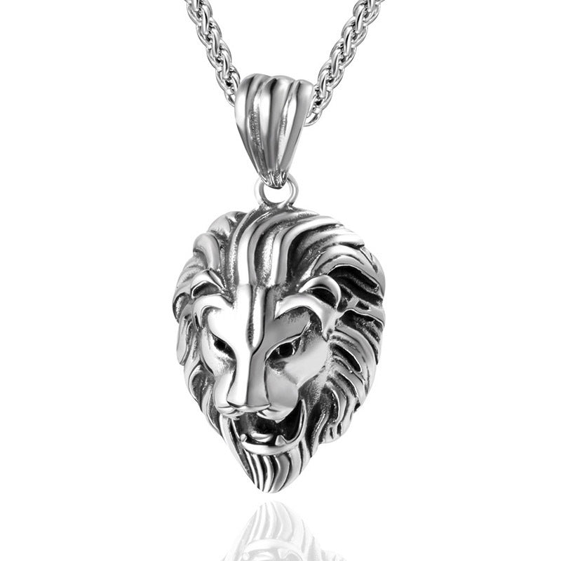 Majestic Retro Lion Head Pendant Necklace for Men - Trendy Fashion Statement in Durable Titanium Steel