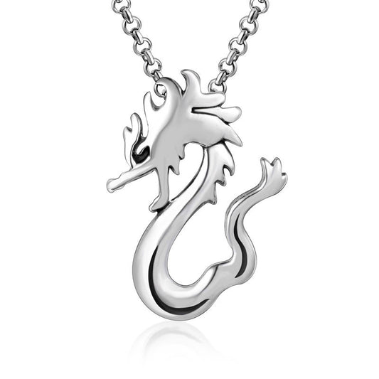 Titanium Steel Dragon Pendant Necklace for Men - Fashionable Nightclub Accessory