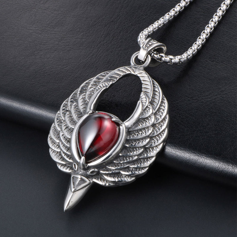 Retro Feather Titanium Steel Pendant Necklace for Men - Trendy Sweater Chain Accessories