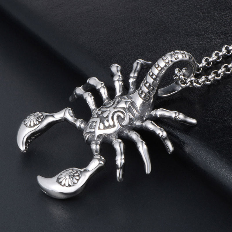 Edgy Titanium Steel Scorpion Necklace for Men - Distinctive Punk Rock Jewelry, Wholesale Available