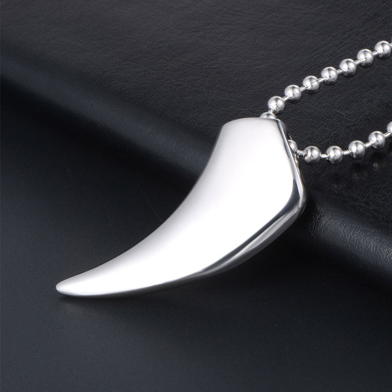 Customizable Titanium Steel Wolf Tooth Pendant Necklace - Stylish Unisex Jewelry for Every Occasion