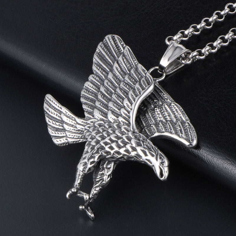 Titanium Steel Eagle Wing Pendant Necklace - Bold & Trendy Accessory for Men