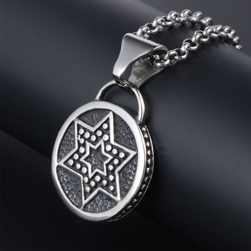 Stylish Hexagonal Titanium Steel Pendant Necklace for Men