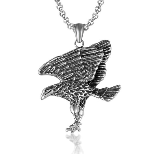 Titanium Steel Eagle Wing Pendant Necklace - Bold & Trendy Accessory for Men