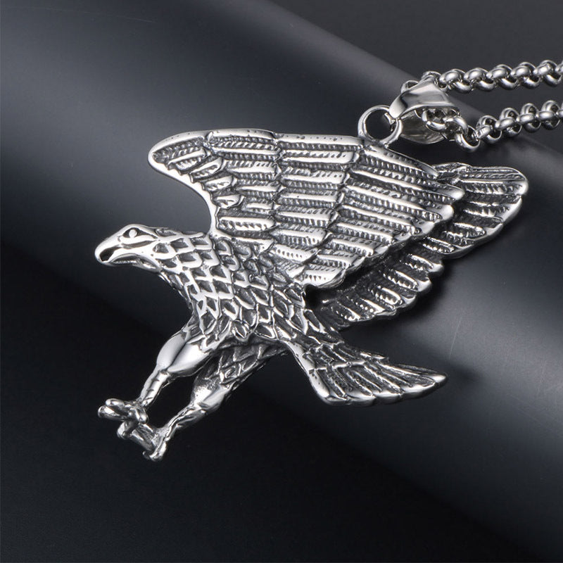 Titanium Steel Eagle Wing Pendant Necklace - Bold & Trendy Accessory for Men