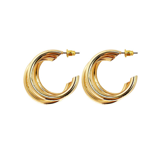 European & American Chic Tube C Earrings Set - Fashion Statement Jewelry Pieces