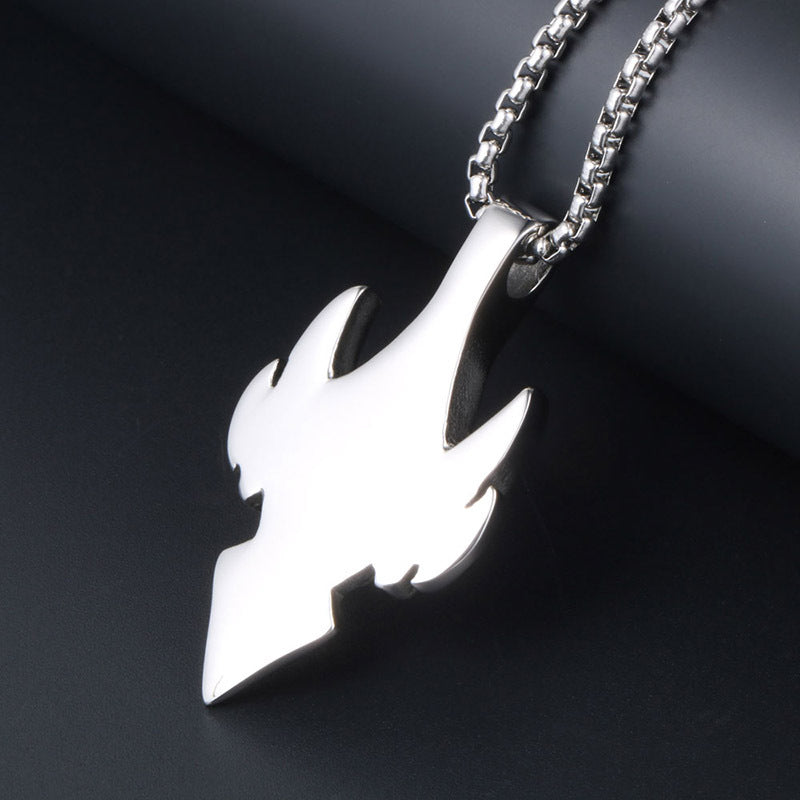 Bold Titanium Steel Wolf & Tiger Tooth Pendant Necklace for Unisex Style