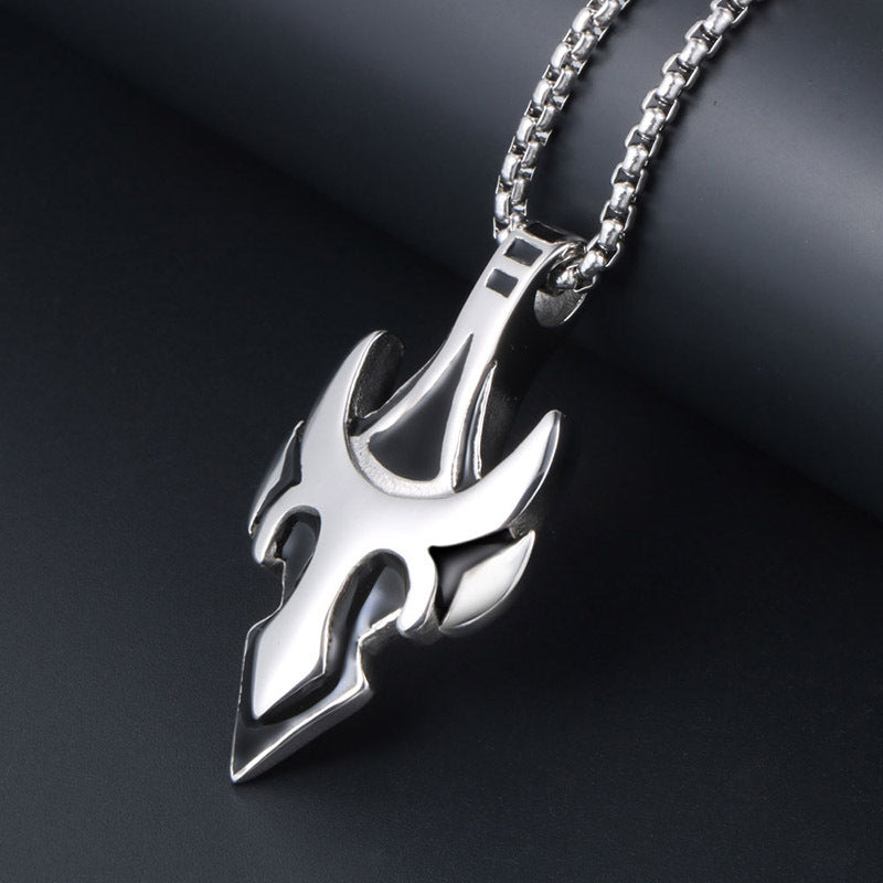 Bold Titanium Steel Wolf & Tiger Tooth Pendant Necklace for Unisex Style