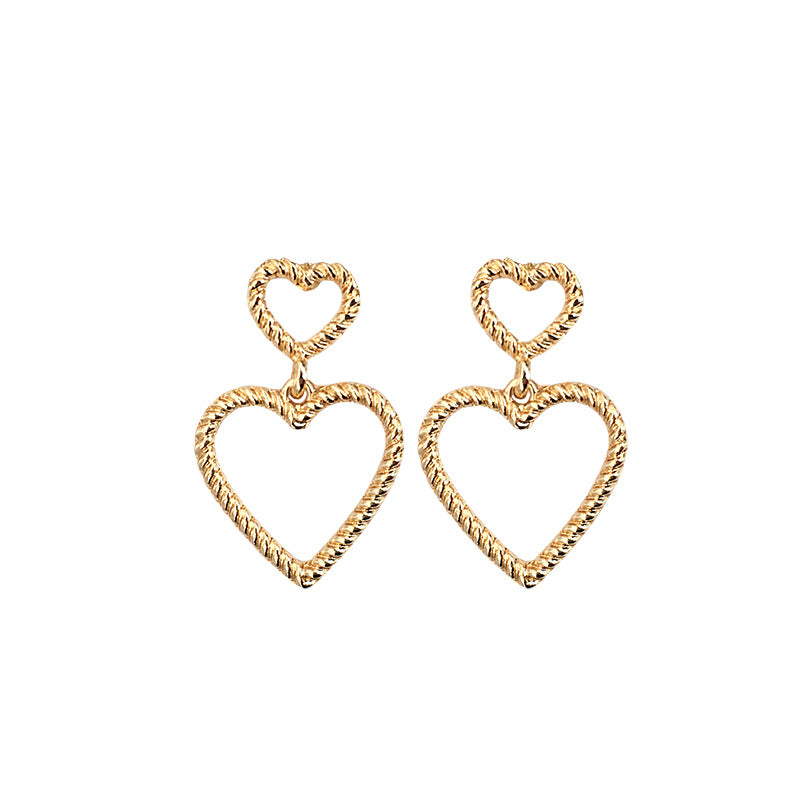 Sweet Peach Heart Earrings - Elegant Metal Alloy Fashion Accessory