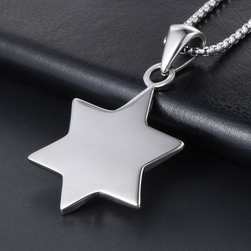 Customizable Retro Star Hexagon Pendant in Durable Titanium Steel - Unisex Nightlife Accessory