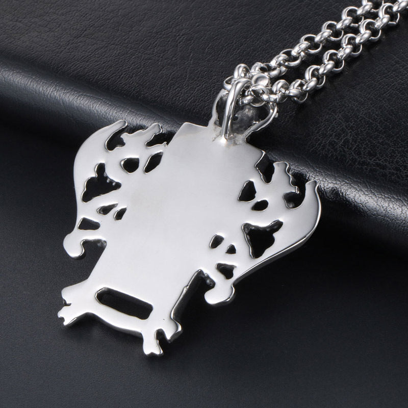 Men's Retro Chinese Dragon Soul Pendant - Titanium Steel Carved Necklace