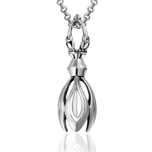 Retro Lotus Pendant Necklace in Titanium Steel for Men - Stylish Accessory for Nightlife and Events