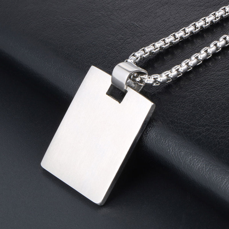 Men's Personalized Hip-Hop Titanium Steel Pendant Necklace - Trendy Military-Inspired Accessories