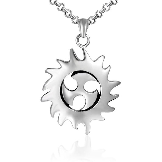 Stylish Sun Wheel Titanium Steel Pendant Necklace for Men - Inspired by Hot Wheels