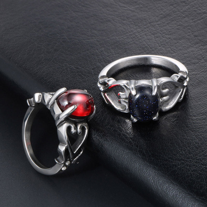 Trendy Titanium Steel Hollow Heart Couple Rings for Men - Wholesale Jewelry Collection