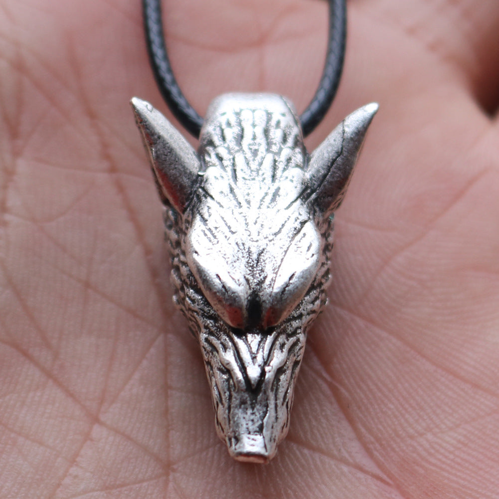 Viking Wolf Head Nordic Myth Men's Necklace - Norse Legacy Collection