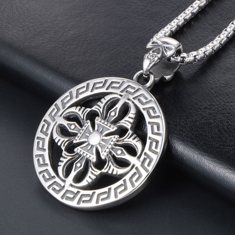 Retro-Inspired Titanium Steel Pendant Necklace for Trendy Men, Customizable Long Chain Jewelry