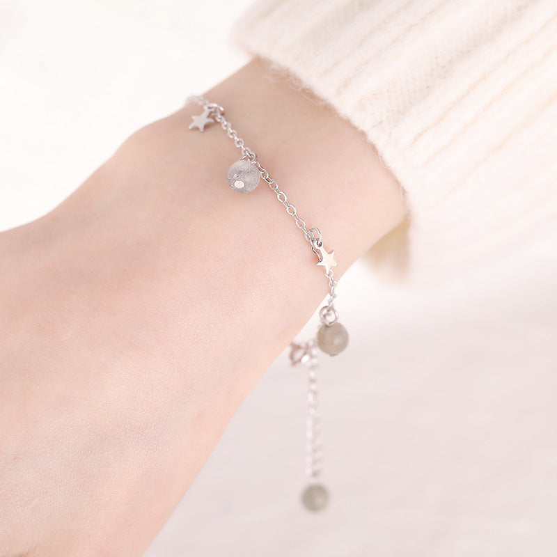 Fortune's Favor Sterling Silver Crystal and Moonlight Stone Bracelet