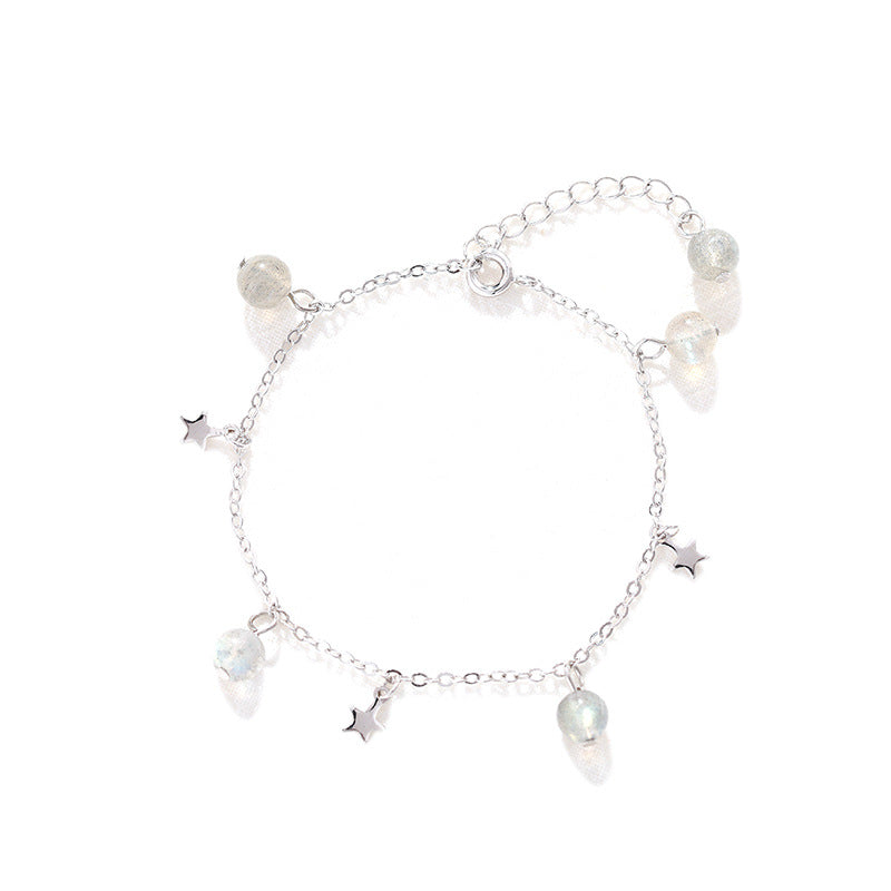 Fortune's Favor Sterling Silver Crystal and Moonlight Stone Bracelet