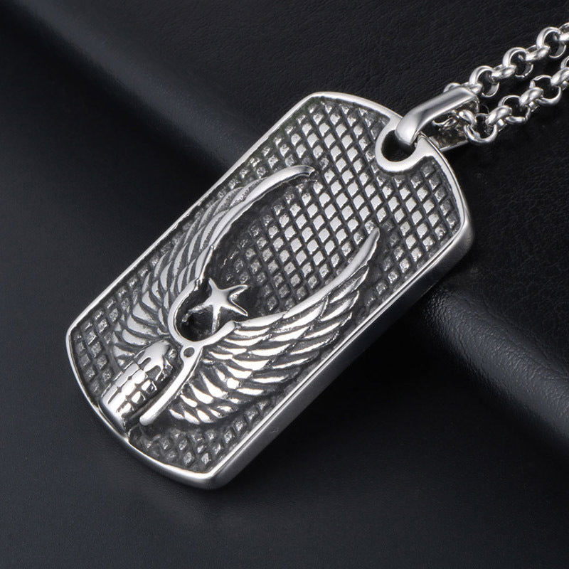 Personalized Vintage-Inspired Feather Wings Pendant Necklace for Men