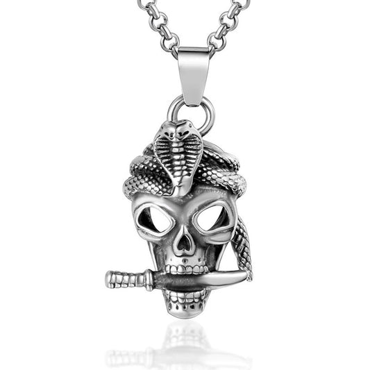 Titanium Steel Skull Pendant Necklace for Men - Edgy Punk Rock Accessory