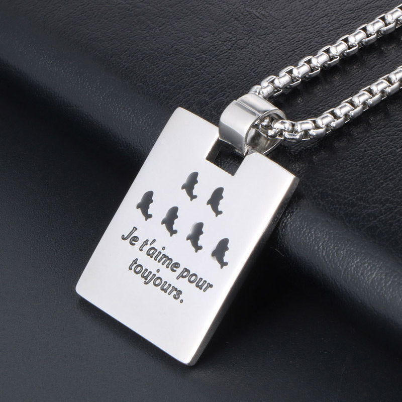 Men's Personalized Hip-Hop Titanium Steel Pendant Necklace - Trendy Military-Inspired Accessories