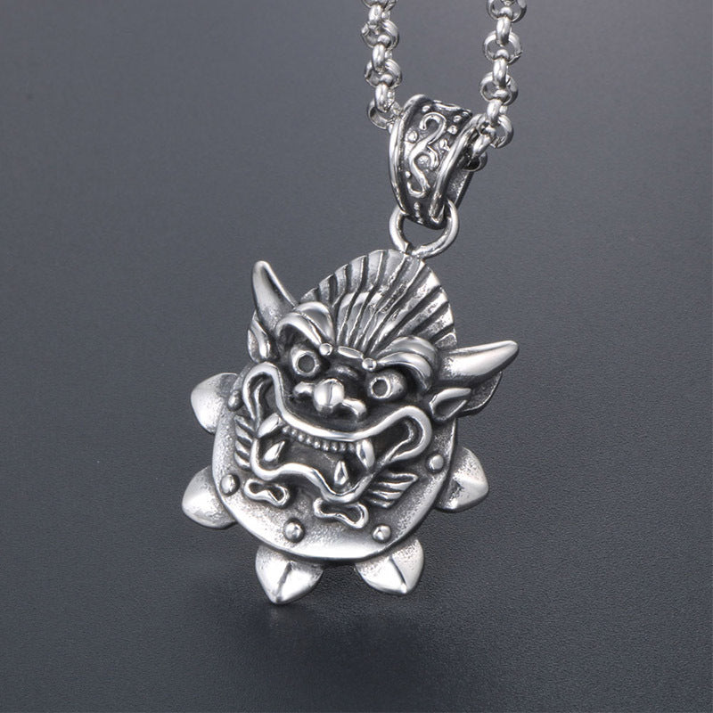 Titanium Steel Dragon Head Pendant Necklace for Men – Bold Fashion Statement Jewelry