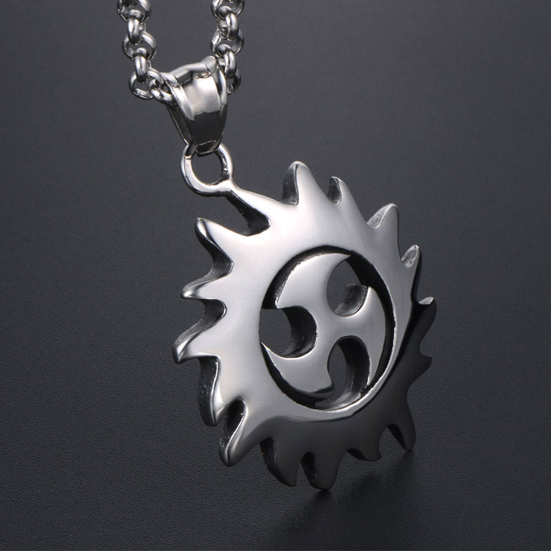 Stylish Sun Wheel Titanium Steel Pendant Necklace for Men - Inspired by Hot Wheels