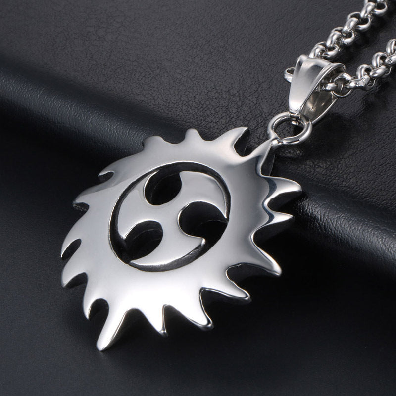 Stylish Sun Wheel Titanium Steel Pendant Necklace for Men - Inspired by Hot Wheels