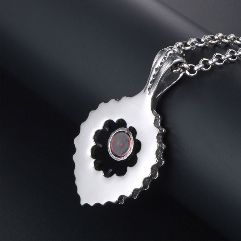 Trendy Elegant Pomegranate Red Stone Pendant Necklace for Men and Women