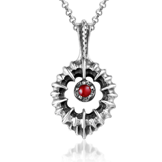 Trendy Elegant Pomegranate Red Stone Pendant Necklace for Men and Women