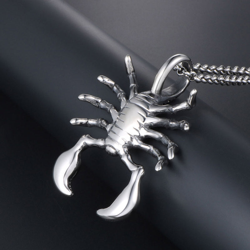 Edgy Titanium Steel Scorpion Necklace for Men - Distinctive Punk Rock Jewelry, Wholesale Available