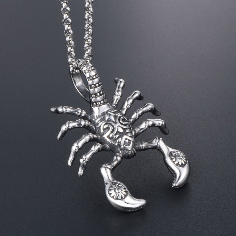 Edgy Titanium Steel Scorpion Necklace for Men - Distinctive Punk Rock Jewelry, Wholesale Available