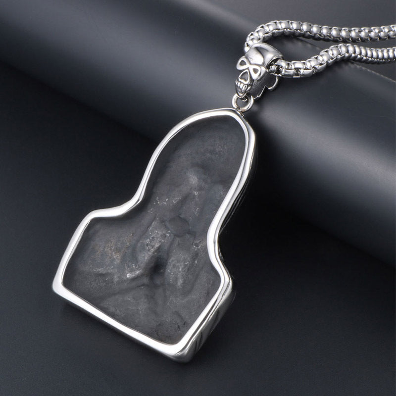 Oversized Titanium Steel Retro Pendant Necklace for Men - Grim Reaper Skull Design