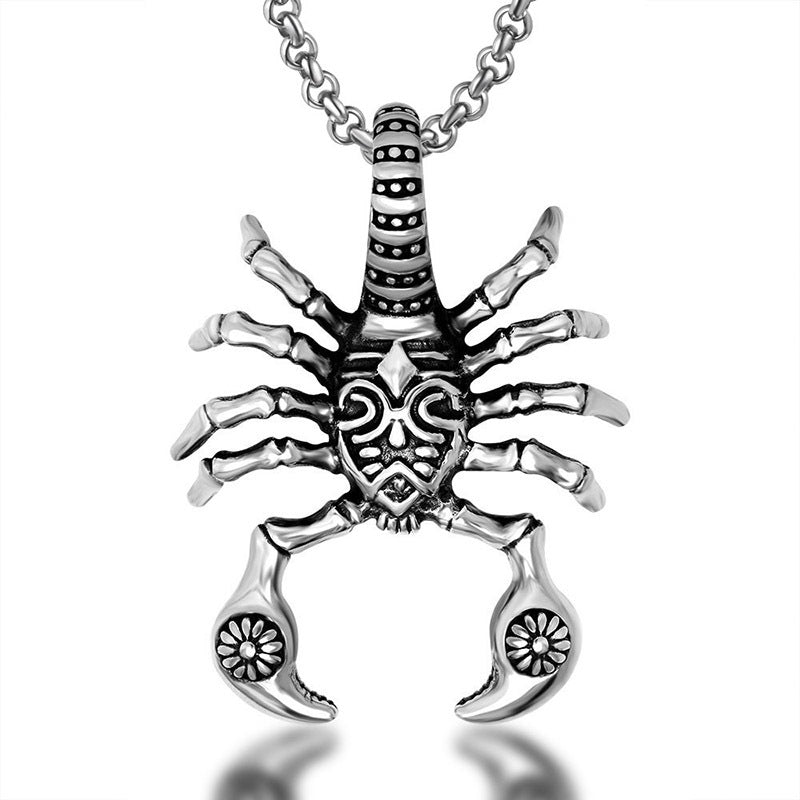 Edgy Titanium Steel Scorpion Necklace for Men - Distinctive Punk Rock Jewelry, Wholesale Available