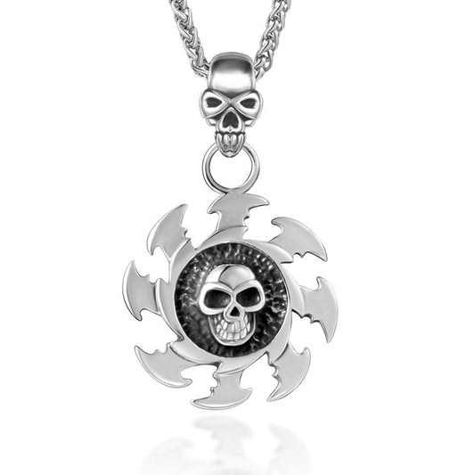 Retro Flame Skull Titanium Steel Pendant Necklace for Men