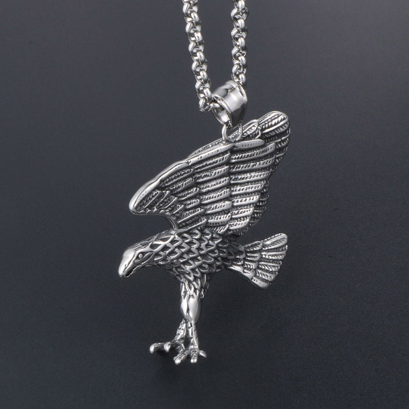 Titanium Steel Eagle Wing Pendant Necklace - Bold & Trendy Accessory for Men