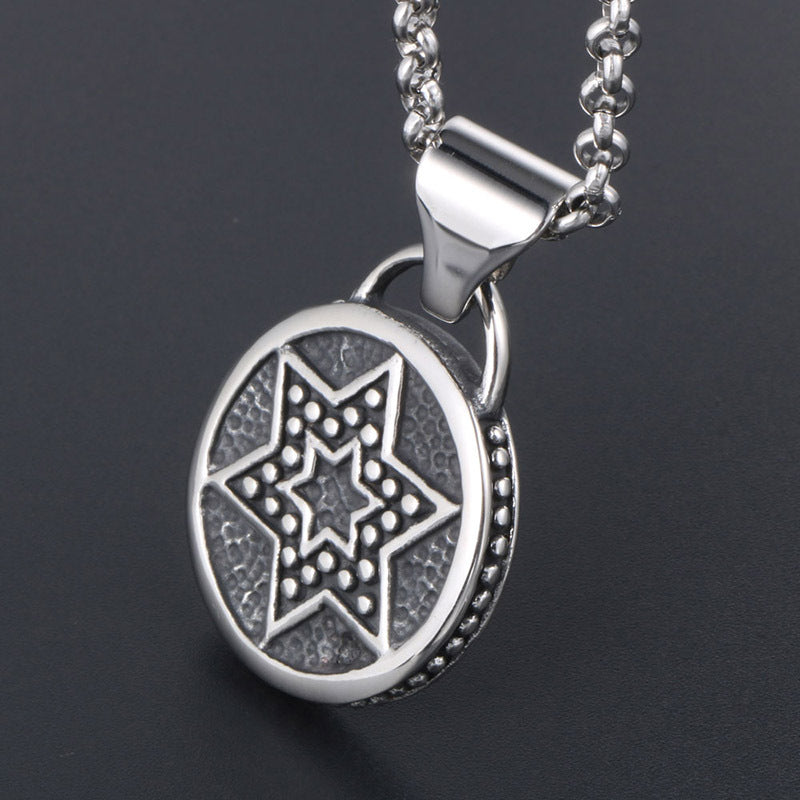 Stylish Hexagonal Titanium Steel Pendant Necklace for Men