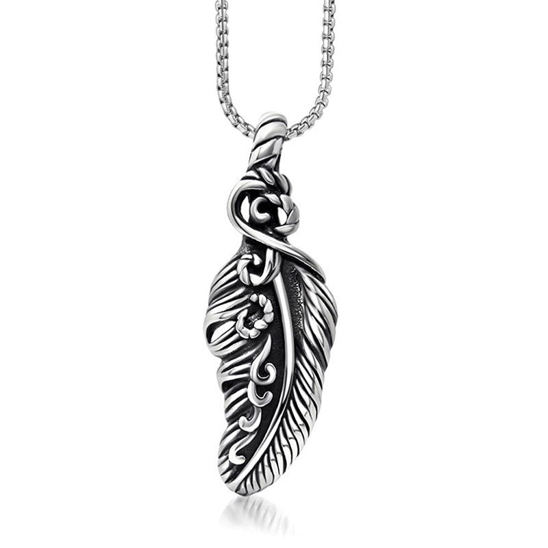 Personalized Titanium Steel Feather Wings Pendant Necklace for Boys and Girls