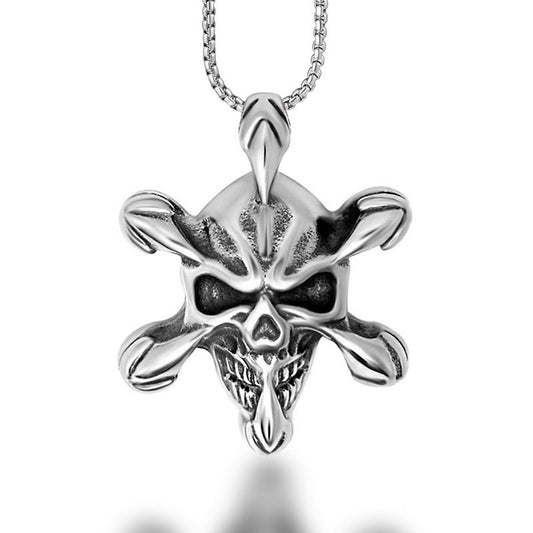 Bold Titanium Steel Skull Pendant Necklace for Men - Retro Fashion Accessory