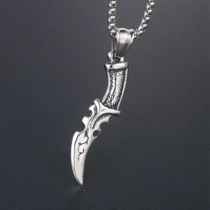 Edgy Titanium Steel Dagger Pendant Necklace for Men - Wholesale Fashion Accessory