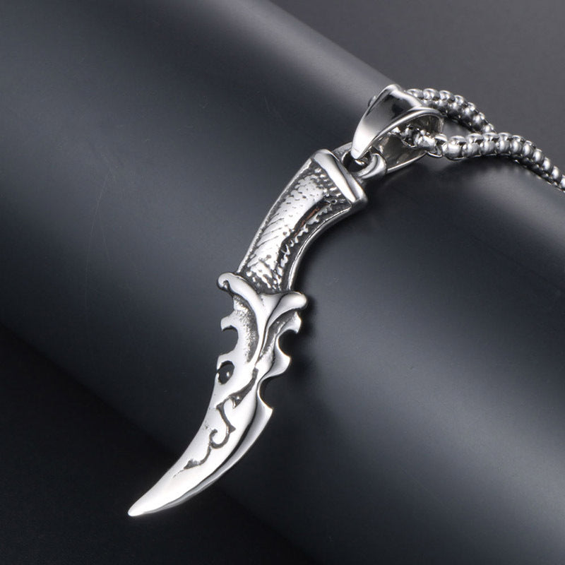 Edgy Titanium Steel Dagger Pendant Necklace for Men - Wholesale Fashion Accessory