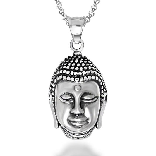 Sakyamuni Buddha 3D Pendant Necklace for Men in Titanium Steel