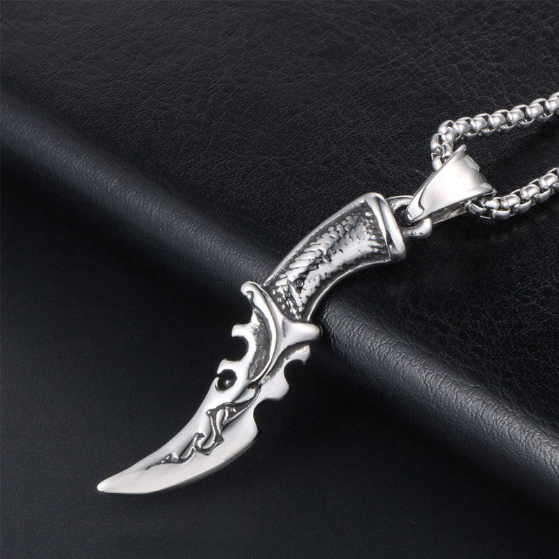 Edgy Titanium Steel Dagger Pendant Necklace for Men - Wholesale Fashion Accessory