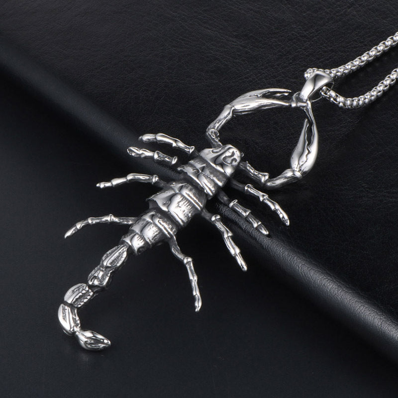 Titanium Steel Scorpion Pendant Necklace - Trendy Rock Accessories for Men