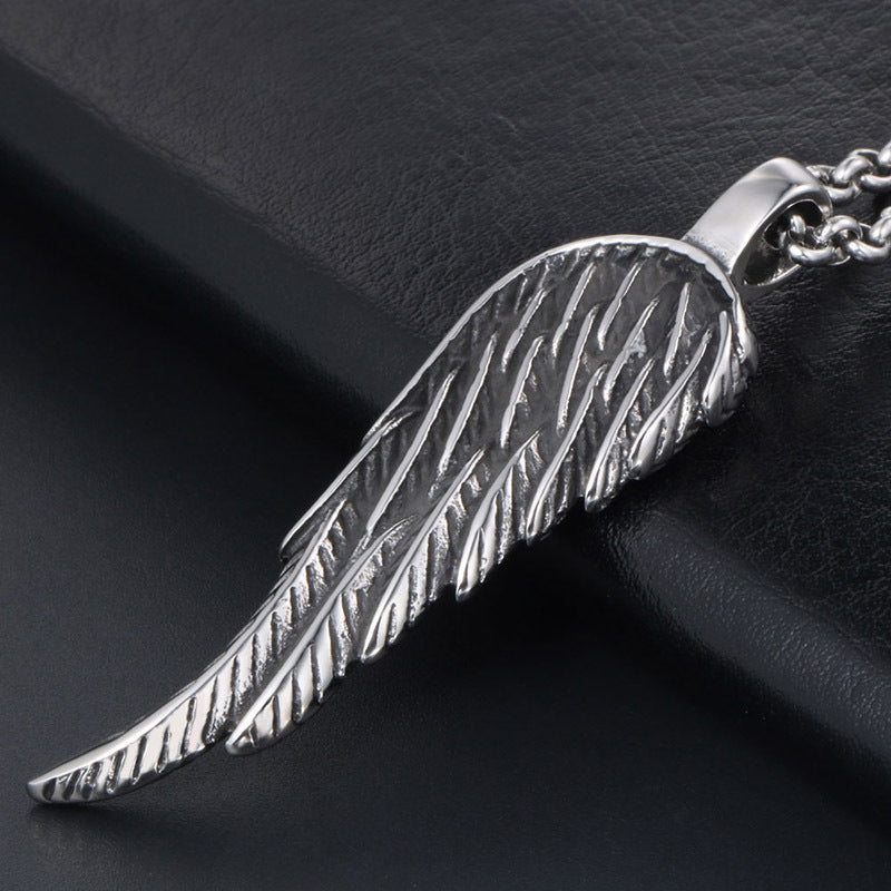 Customizable Retro Feather Wing Necklace for Men - Statement Rock Jewelry