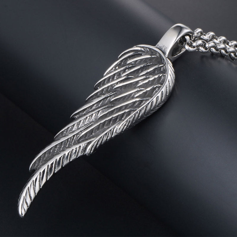 Customizable Retro Feather Wing Necklace for Men - Statement Rock Jewelry