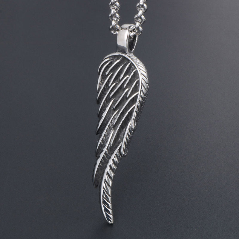 Customizable Retro Feather Wing Necklace for Men - Statement Rock Jewelry